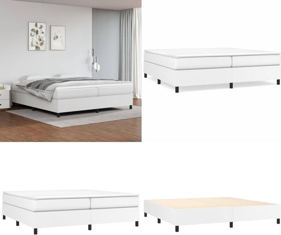VidaXL Boxspringframe kunstleer wit 200x200 cm Boxspringframe Boxspringframes Bed Ledikant