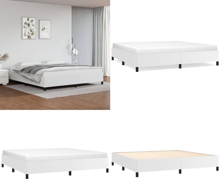 VidaXL Bedframe kunstleer wit 200x200 cm Bedframe Bedframes Bed Slaapmeubel