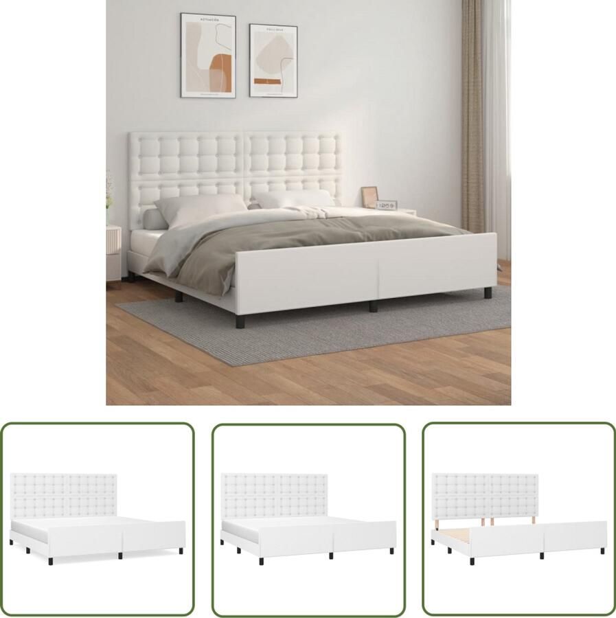 VidaXL Bedframe Kunstleer Wit 200x200 cm Kunstleder Bed Frame Bed Frame Wit Tweepersoons Bed Frame Boxspring Bed Frame Stapelbed Frame King Size Bed Frame Queen Size Bed Frame Hoofdkussen