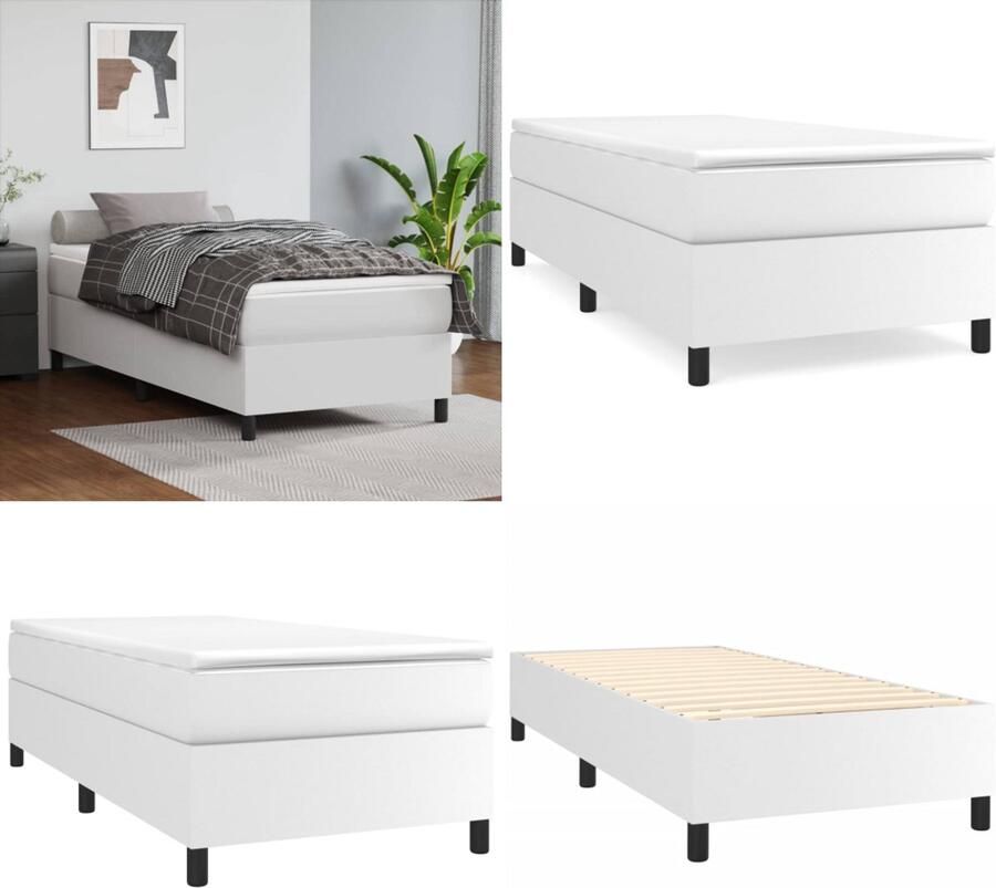 VidaXL Boxspringframe kunstleer wit 80x200 cm Boxspringframe Boxspringframes Bed Ledikant