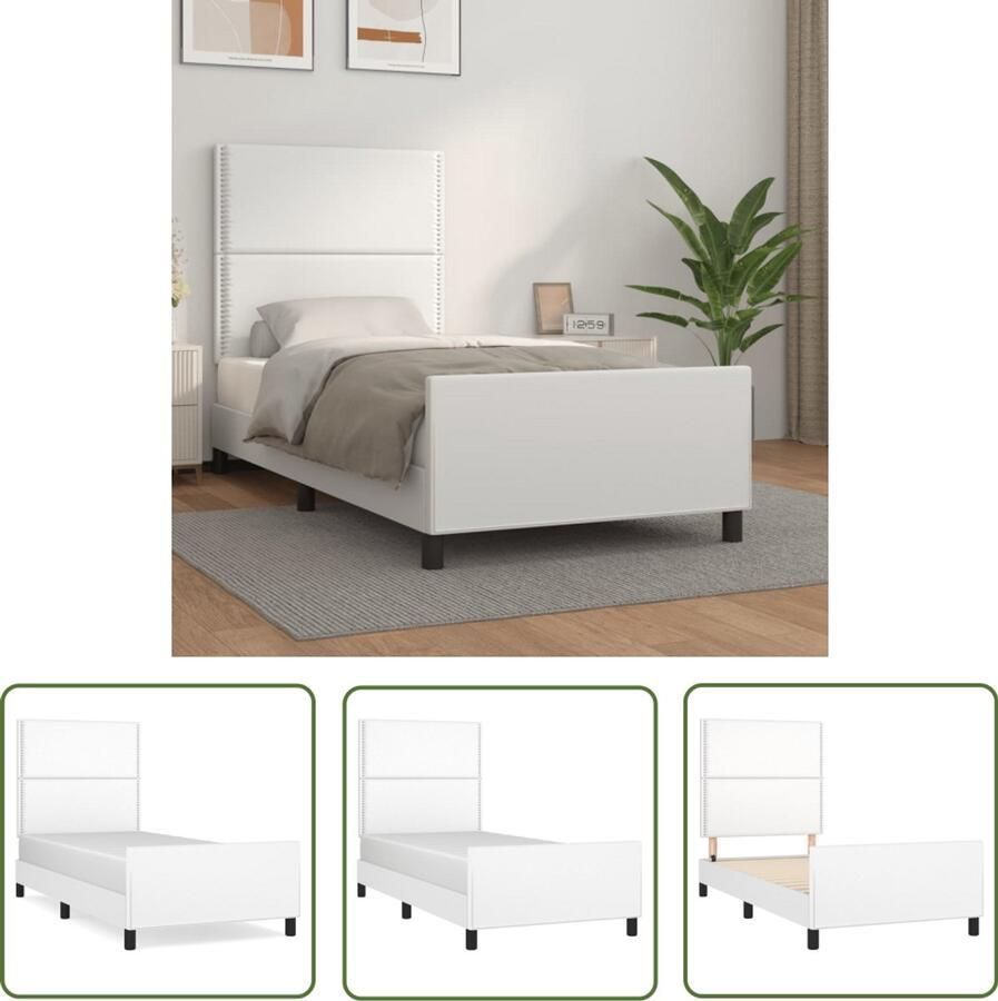 VidaXL Bedframe Kunstleer Wit 90x190 cm Bed Frame Houten Bed Tweepersoons Bed Boxspring Bed Design Bed Modern Bed Witte Bed