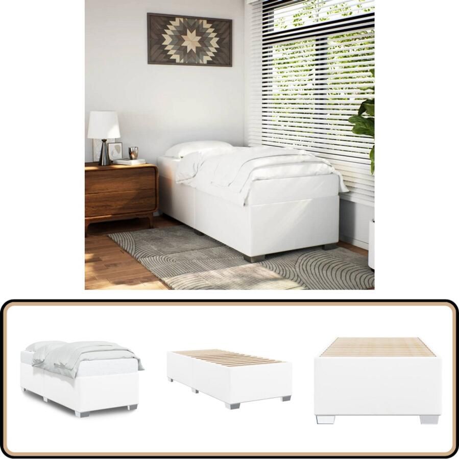 VidaXL Bedframe kunstleer wit 90x190 cm