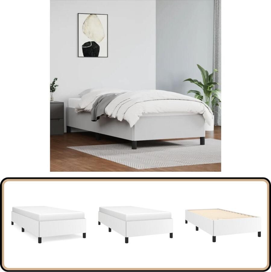 VidaXL Bedframe Kunstleer Wit 90x190 cm Slaapkamer Meubels Kunstleder Bed Frame Tweepersoons Bed Frame Witte Bed Frame Bed Frame 90x190 Budget Bed Frames