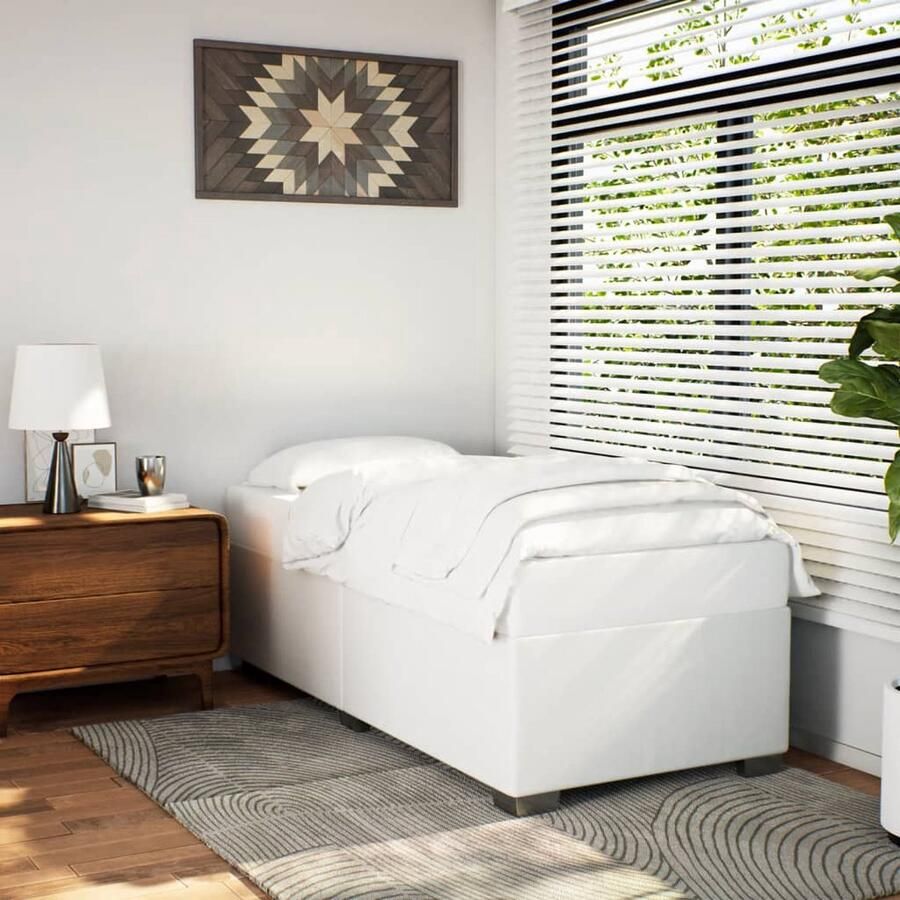 VidaXL Bedframe kunstleer wit 90x200 cm - Foto 2