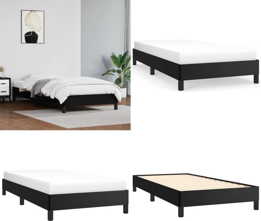 VidaXL Bedframe kunstleer zwart 100x200 cm Bedframe Bedframes Bed Slaapmeubel