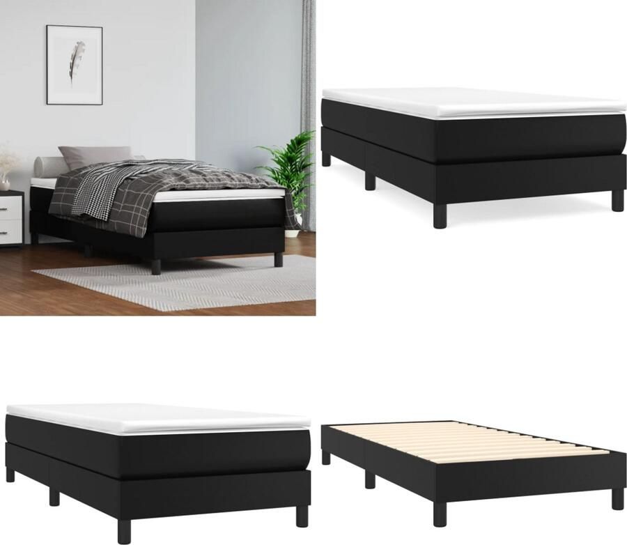 VidaXL Boxspringframe kunstleer zwart 100x200 cm Boxspringframe Boxspringframes Bed Ledikant