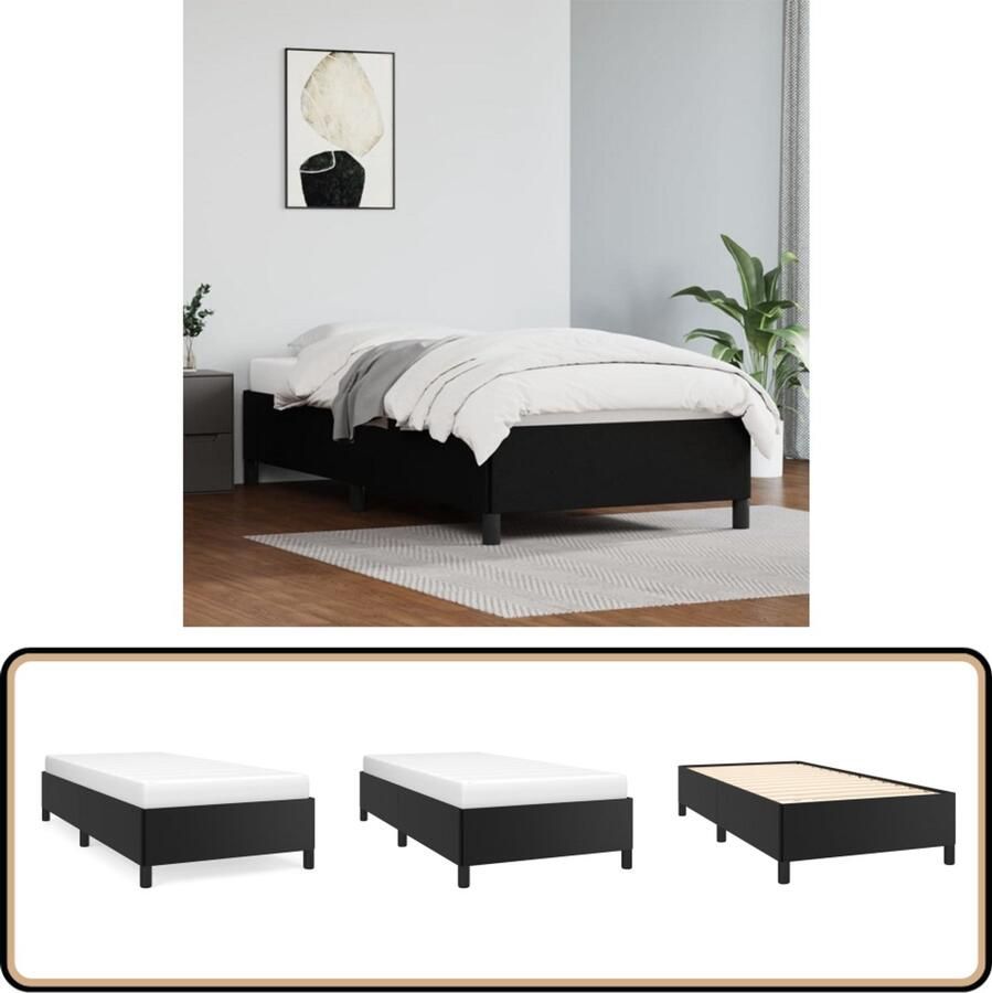 VidaXL -Bedframe-kunstleer-zwart-100x200-cm
