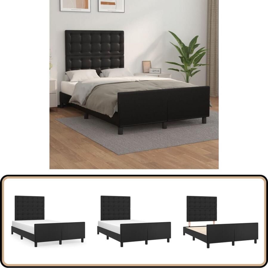 VidaXL Bedframe Kunstleer Zwart 120x200 cm Bed Frame Boxspring Hoofdeinde Kunstleder Zwarte Bedbank Tweepersoons Bed Slaapcomfort