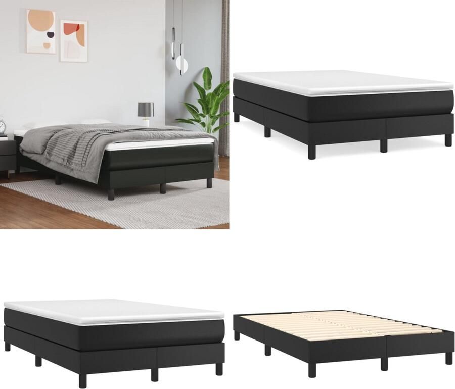 VidaXL Boxspringframe kunstleer zwart 120x200 cm Boxspringframe Boxspringframes Bed Ledikant