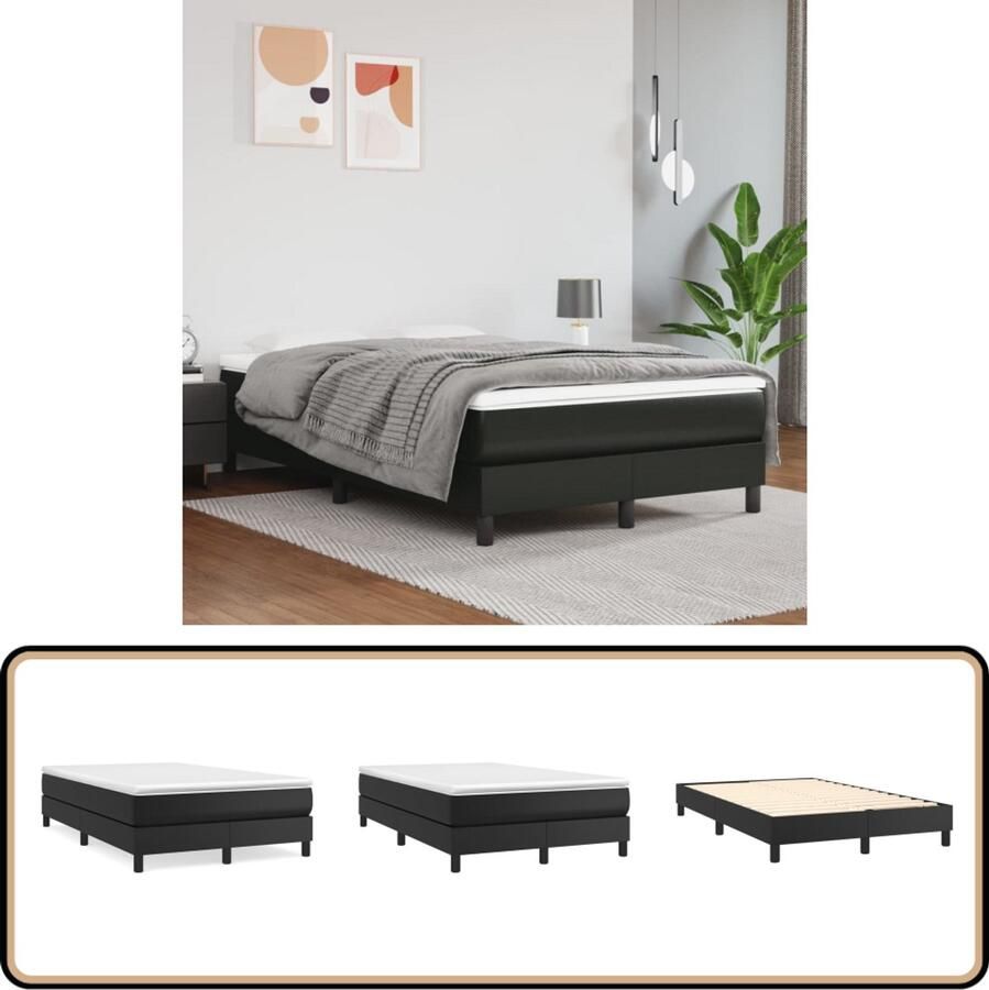 VidaXL Bedframe Kunstleer Zwart 120x200 cm Boxspring Frame Kunstleder Bedframe Zwarte Bedframe Tweepersoons Bedframe 120x200 Boxspring