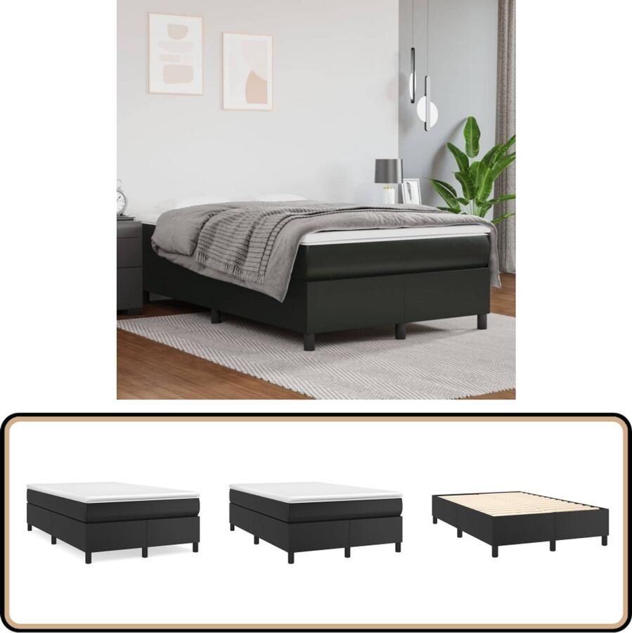 VidaXL Bedframe Kunstleer Zwart 120x200 cm Boxspring Frame Kunstleder Bedframe Zwarte Bedframe Tweepersoons Bedframe 120x200
