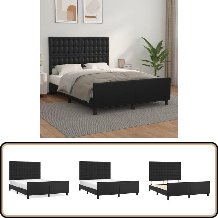 VidaXL Bedframe Kunstleer Zwart 140x190 cm Kunstleder Bed Frame Verstelbaar Hoofdbord Tweepersoons Bed Boxspring Bed Design Bed Modern Bed Zwarte Bed