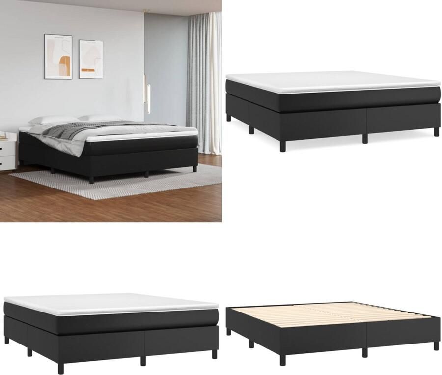 VidaXL Boxspringframe kunstleer zwart 160x200 cm Boxspringframe Boxspringframes Bed Ledikant