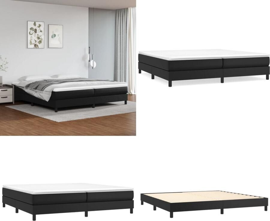 VidaXL Boxspringframe kunstleer zwart 200x200 cm Boxspringframe Boxspringframes Bed Ledikant