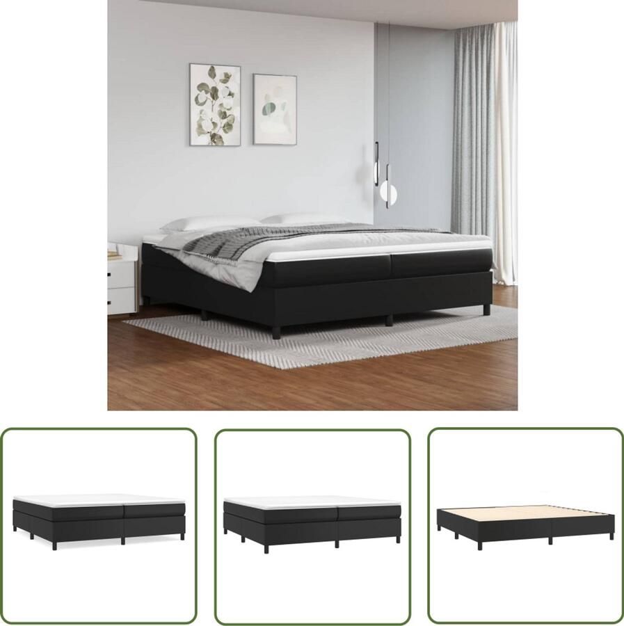 VidaXL Bedframe Kunstleer Zwart 200x200 cm Boxspring Frame Kunstleder Bed Tweepersoons Bed Zwarte Bedbank Bed Zonder Matras Design Bed