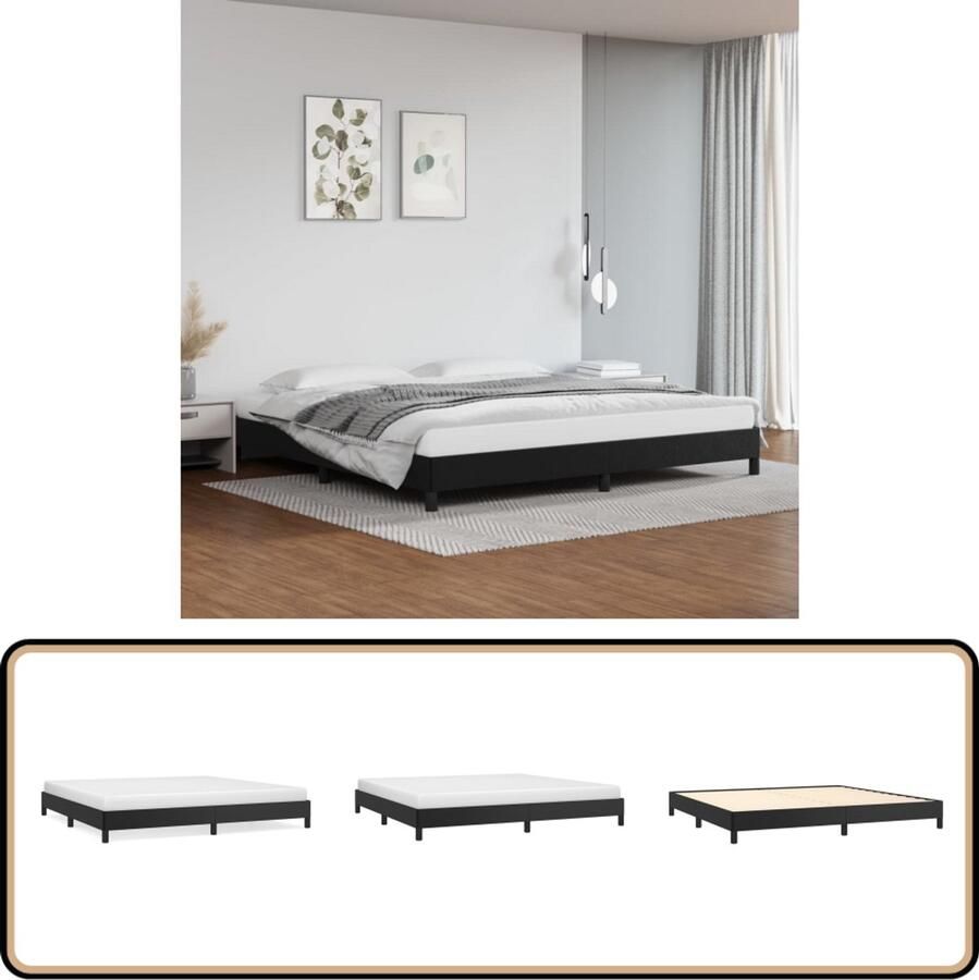 VidaXL Bedframe Kunstleer Zwart 200x200 cm Slaapkamerinrichting Tweepersoonsbed Zwarte Bedframe Kunstleder Bed Frame Stabiele Bedpoten Lattenbodembed