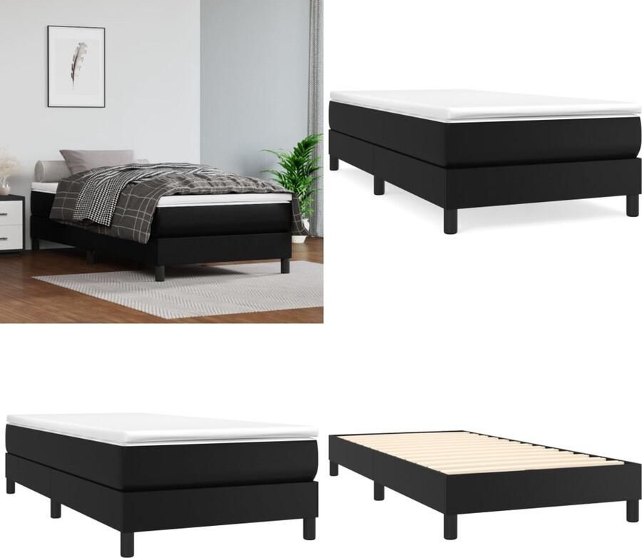 VidaXL Boxspringframe kunstleer zwart 80x200 cm Boxspringframe Boxspringframes Bed Ledikant