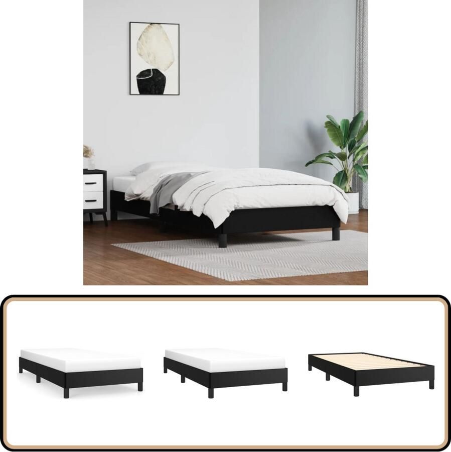 VidaXL Bedframe Kunstleer Zwart 90x190 cm Kunstleder Bed Slaap Comfort Tweepersoons Bed Boxspring Bed Modern Bed Zwarte Bed Frame