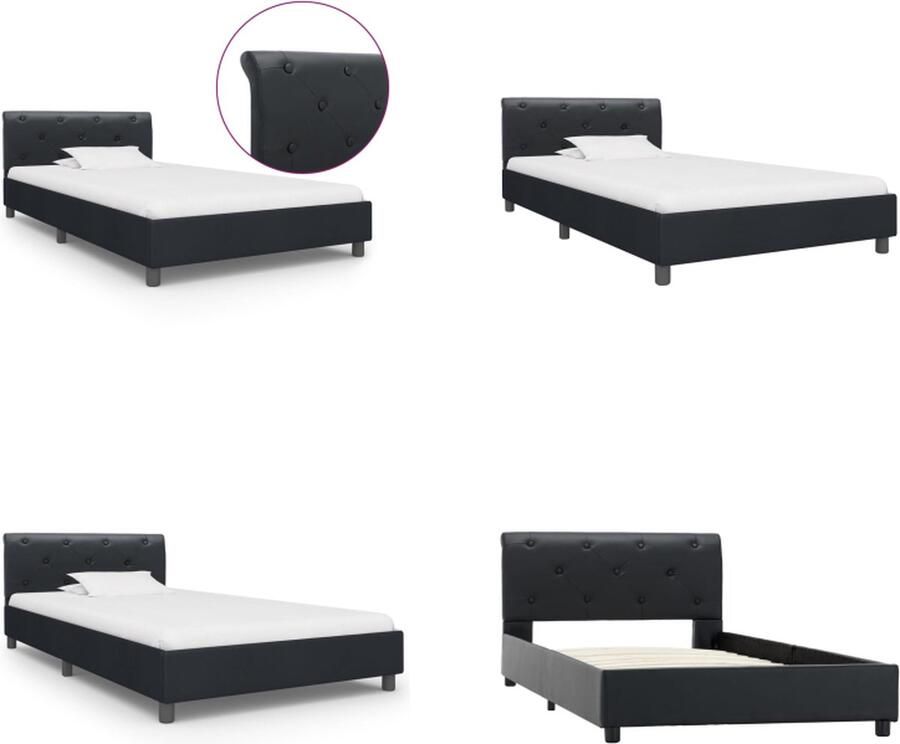 VidaXL Bedframe kunstleer zwart 90x200 cm Bedframe Bedframes Bed Bedden