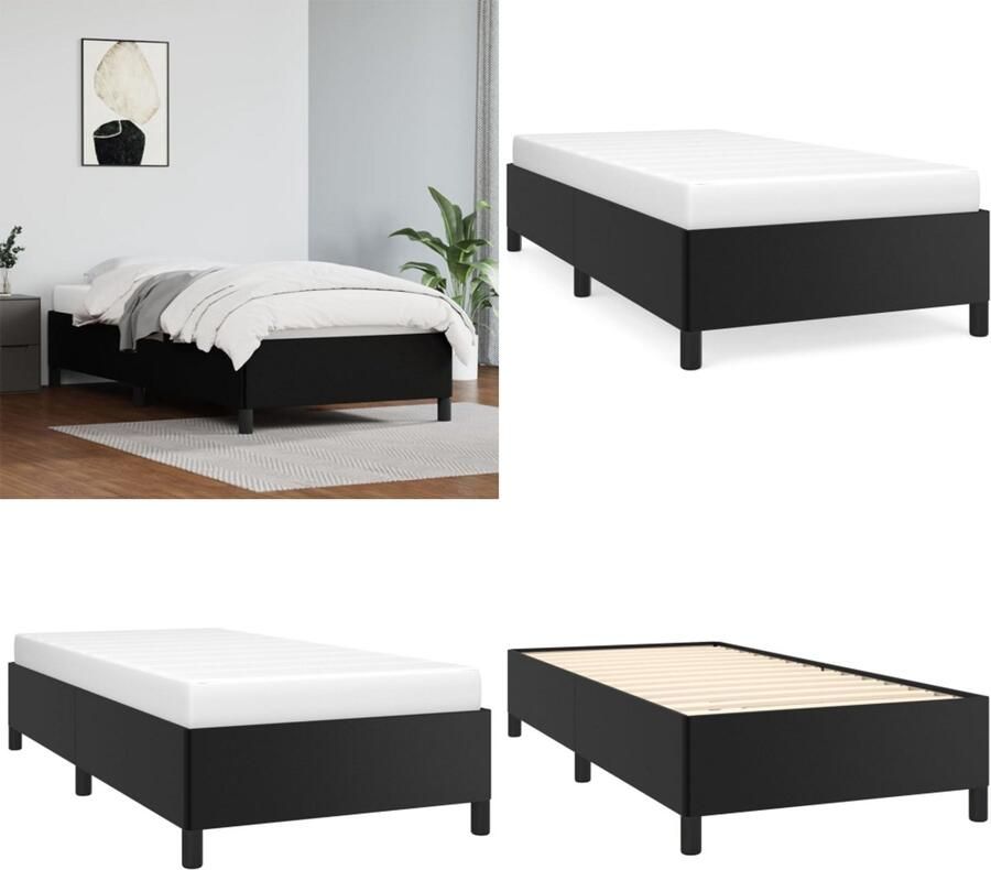 VidaXL -Bedframe-kunstleer-zwart-90x200-cm - Foto 2