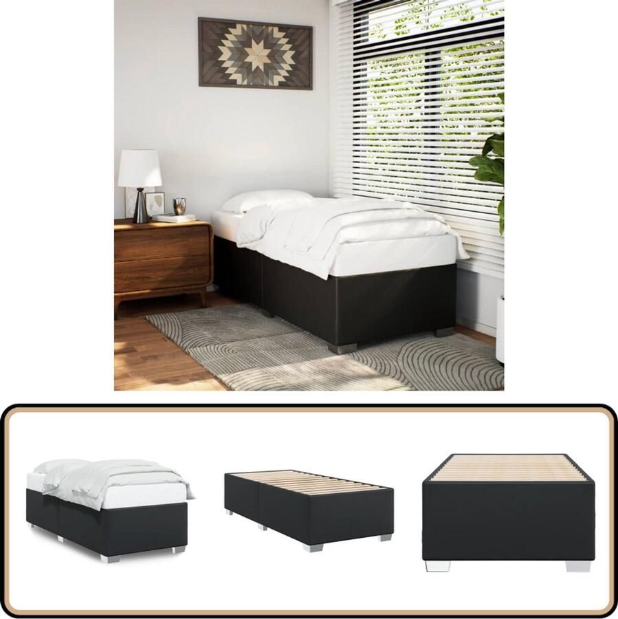 VidaXL Bedframe kunstleer zwart 90x200 cm