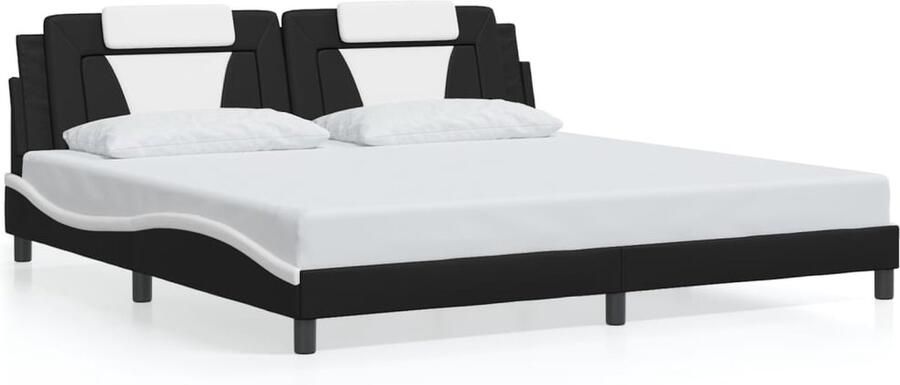 VidaXL Bedframe Kunstleer Zwart Wit 200x200 cm