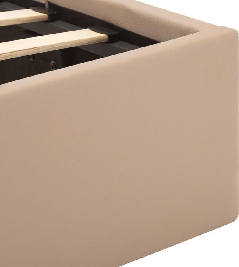 VidaXL Bedframe Bedframes Bed Bedden Bedframe met opslag en LED kunstleer cappuccino 100x200 cm - Foto 2