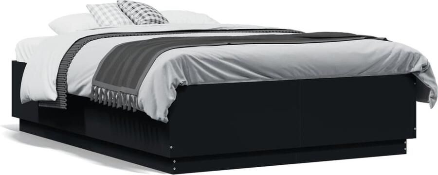 VidaXL -Bedframe-LED-massief-hout-zwart-140x190-cm - Foto 3