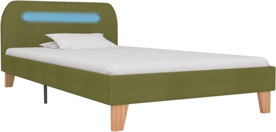 VidaXL Bedframe LED Stof Groen 90x200 cm Klassieke Bedframe Led Verlichting Groener Bed Metalen Bedframe Houten Bedframe Tweepersoons Bed King Size Bed Bedroom Decor - Foto 2