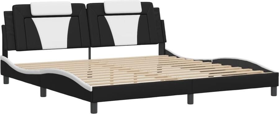 VidaXL Bedframe LED verlichting Zwart Wit 200x200 cm