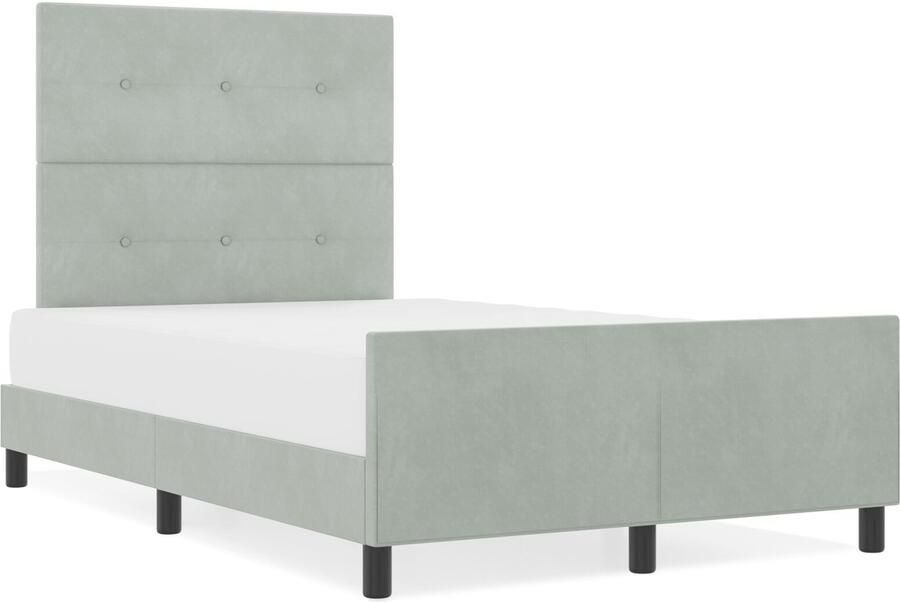 VidaXL Bedframe met hoofdeinde Lichtgrijs 120 x 190 cm Fluweel - Foto 3