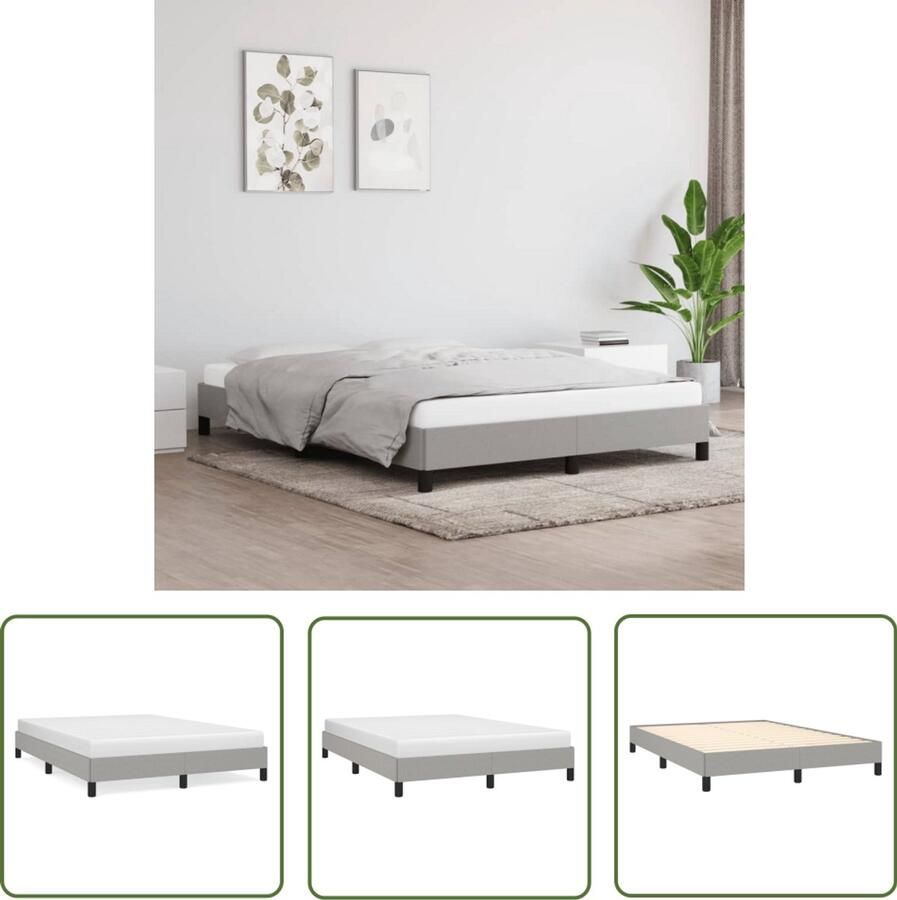 VidaXL Bedframe Lichtgrijs 140x190 cm Zonder matras Slaapcomfort Bed Frame Tweepersoon Bed Boxspring Licht Grijs Bed Houten Bed Stoffen Bed