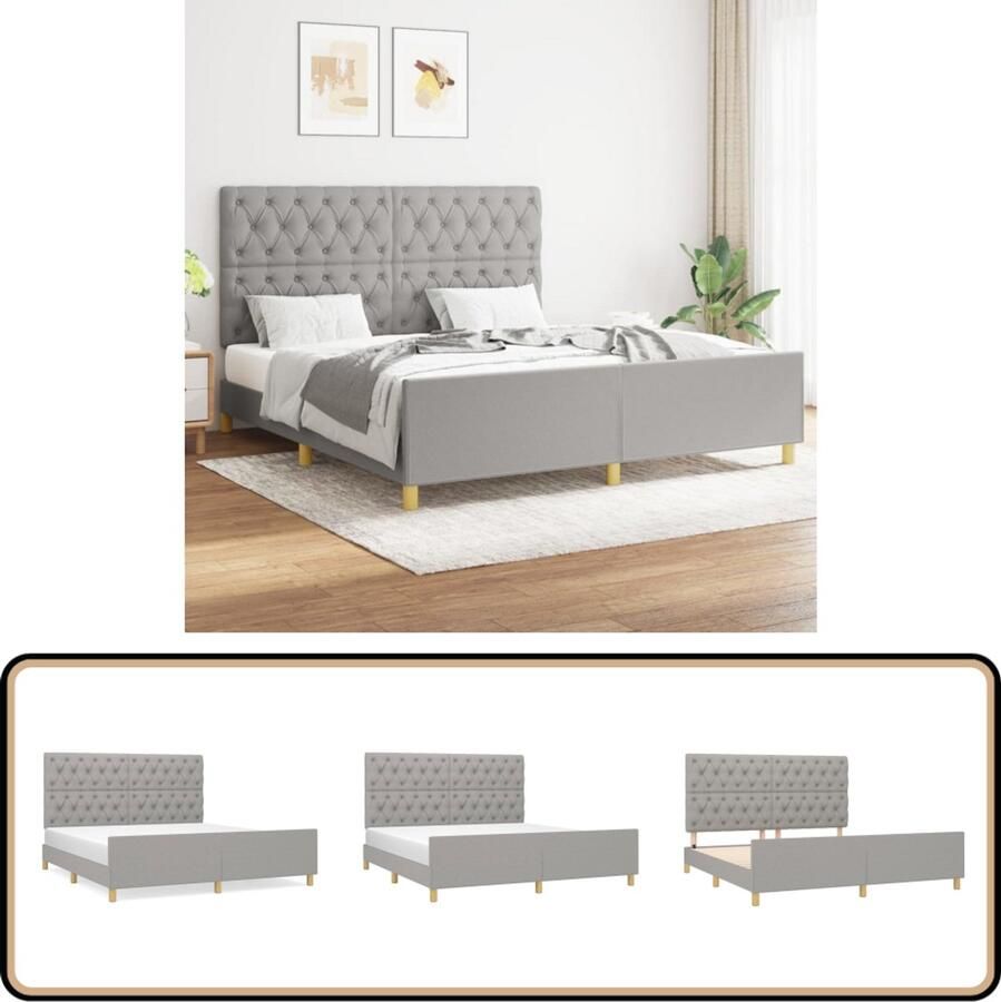 VidaXL Bedframe Lichtgrijs 160x200 cm Bed Frame Slaapcomfort Tweepersoons Bed Boxspring Bed Hoofdeinde