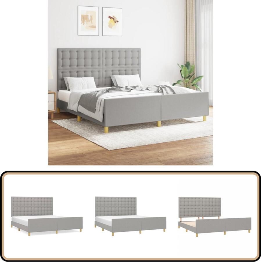VidaXL Bedframe Lichtgrijs 160x200 cm Stof Bed Frame Grijs Bedframe Tweepersoons Bedframe Boxspring Bedframe Stapelbed Frame King Size Bedframe Queen Size Bedframe Houten Bedframe Modern Bedframe Design Bedframe Luxe Bedframe