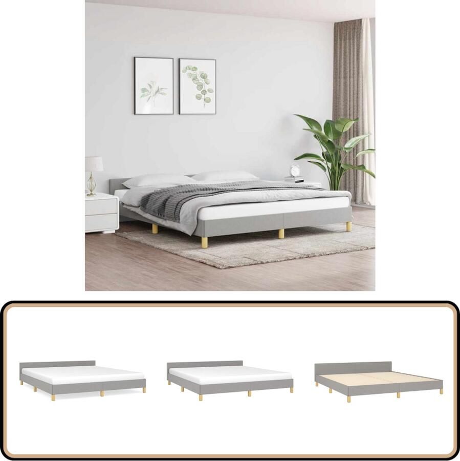 VidaXL Bedframe Lichtgrijs 160x200 cm Stof Bed Frame Slaapcomfort Hoofdeinde Grijs Bed Tweepersoonsbed Houten Bed Multipex Lattenbodem