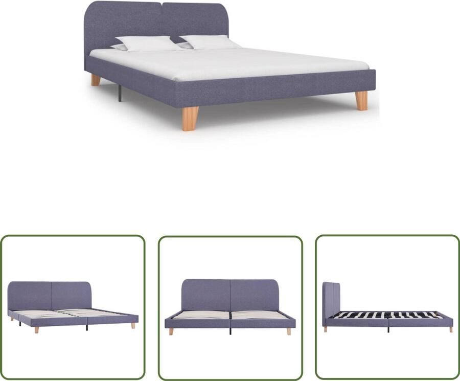 VidaXL Bedframe Lichtgrijs 160x200 cm Stof Klassieke Bedframe Tweepersoons Bed Licht Grijs Bed Stoffen Bedframe Metalen Bedframe Bed Frame