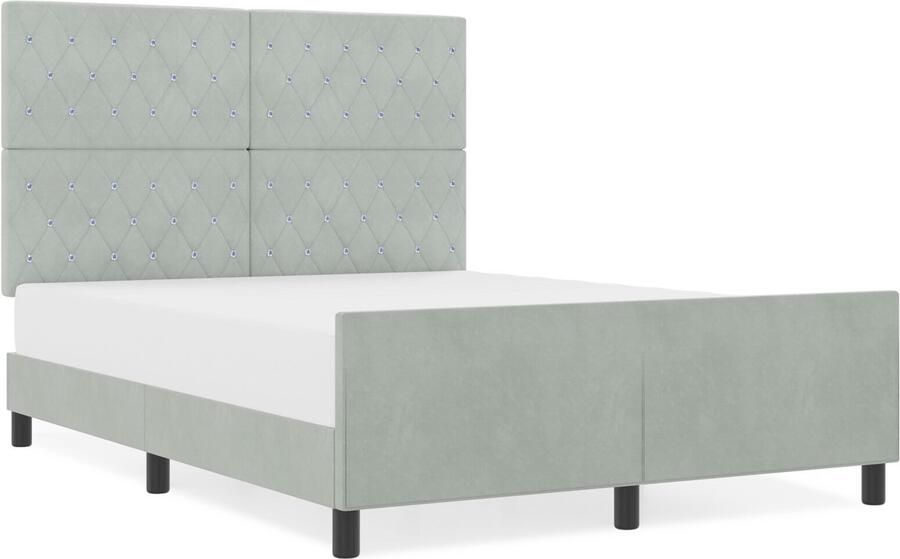 VidaXL Bedframe met hoofdeinde Lichtgrijs 160 x 200 cm Fluweel