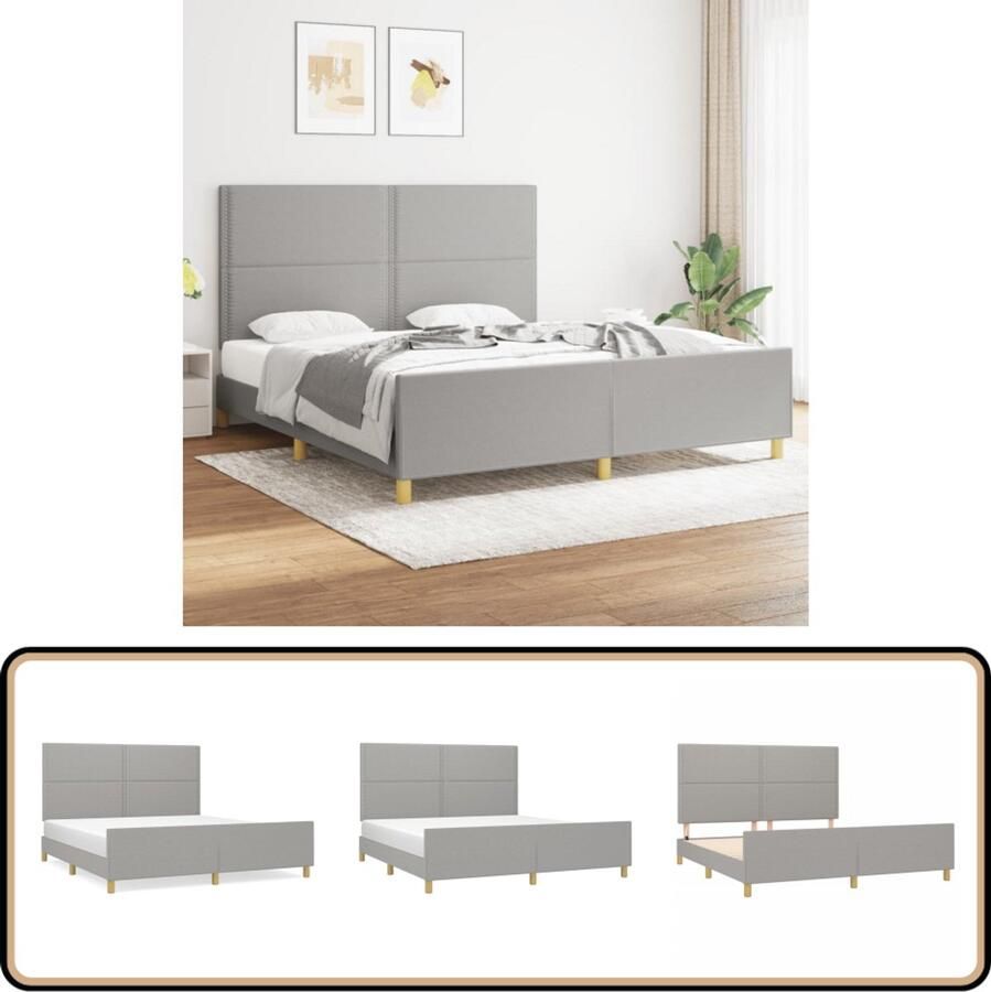 VidaXL Bedframe Lichtgrijs 180x200 cm Bed Frame Bed Hoofdeinde Tweepersoonlig Bed Stoffen Bed