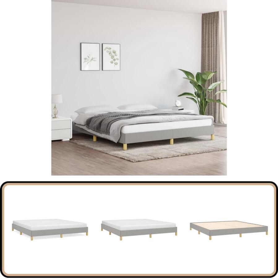 VidaXL Bedframe Lichtgrijs 180x200 cm Stof Bedframe Slaapcomfort Houten Bed Textiel Bed Grijs Bed Dubbel Bed Boxspring Alternatief Moderne Bedbank
