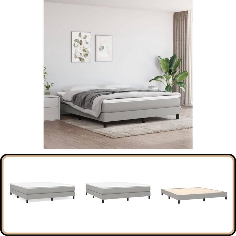 VidaXL Bedframe Lichtgrijs 180x200 cm Stof Boxspring Frame Bed Frame Slaapkamer Meubels Grijs Bed Frame Stoffen Bed Frame Tweepersoons Bed Groot Bed Comfortabel Bed Luxe Bed Frame Design Bed Frame Modern Bed Frame