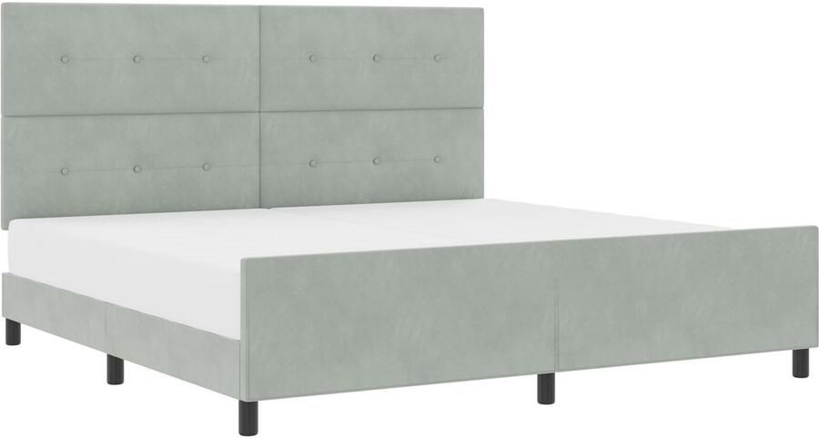 VidaXL Bedframe Lichtgrijs Fluweel 200 x 200 cm Bedframe Rechthoekig - Foto 2