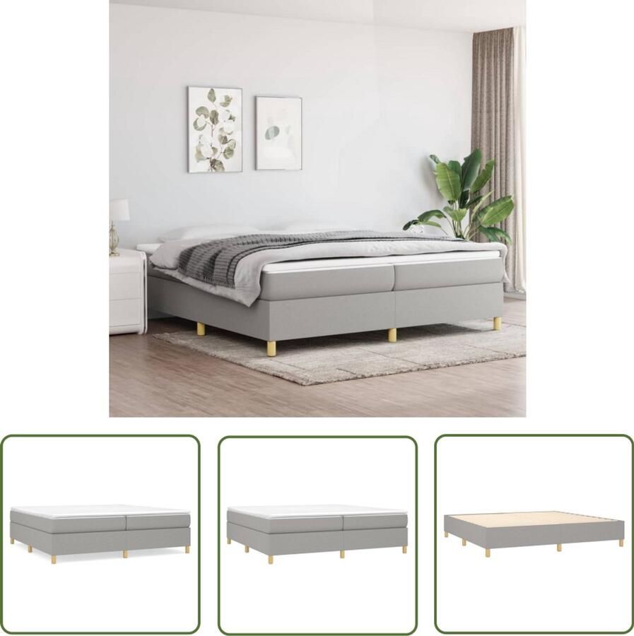 VidaXL Bedframe Lichtgrijs 200x200 cm Zonder Matras Boxspring Frame Tweepersoons Bed Licht Grijs Bed Stoffen Bed Houten Bed Slaapkamer Meubels Bed Frame Zonder Matras Boxspring Bed Kopen