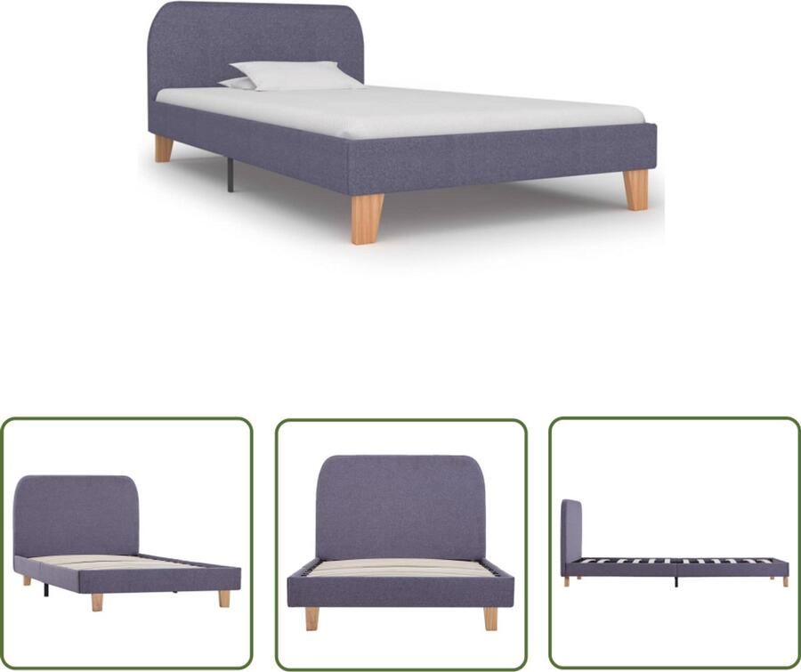 VidaXL Bedframe Lichtgrijs 90x200 cm Stof Slaapkamer Meubels Bedframe Enkelbed Grijs Bed Stoffen Bedframe Modern Bed Minimalistisch Bed