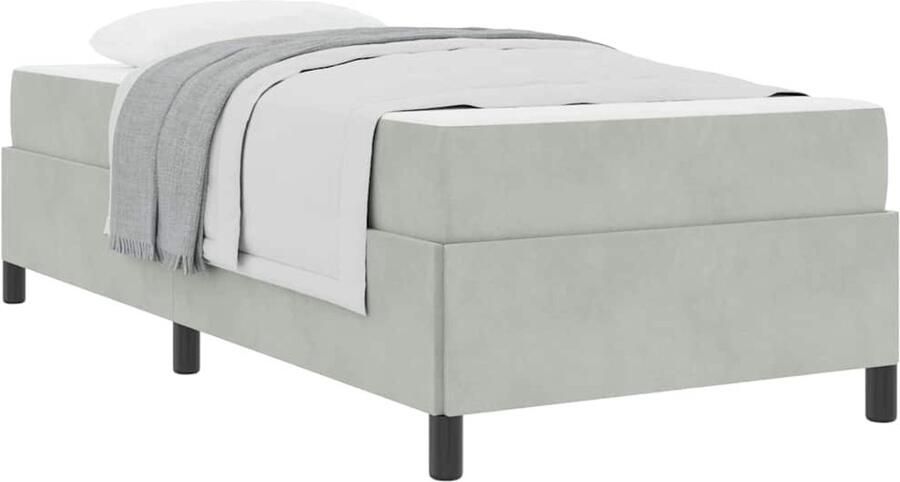 VidaXL Bedframe Anders Wit en Lichtgrijs 90 x 200 cm Fluweel