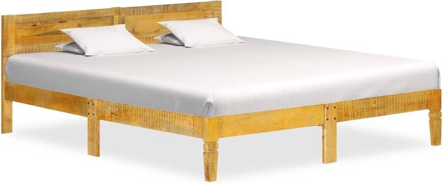 VidaXL Bedframe Massief Mangohout 140x200 cm Naturel Massief Mangohouten Bed Tweepersoons Bed Bruine Bed Frame Bed Frame 140x200 Vintage Bed Design Bed Natuurlijk Bed - Foto 3