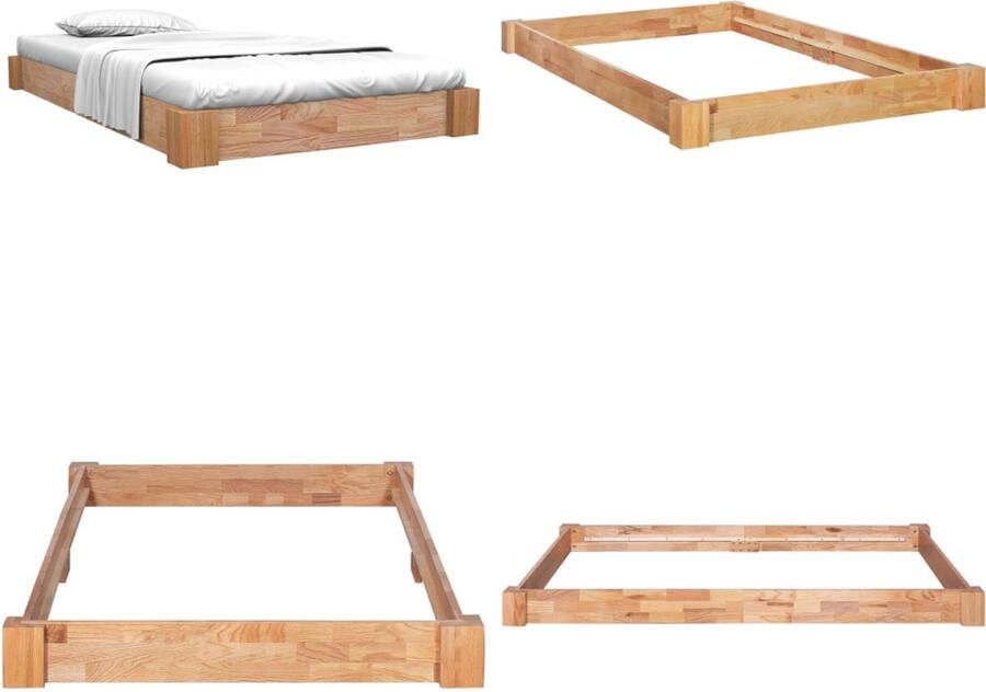 VidaXL Bedframe massief eikenhout 120x200 cm Bedframe Bedframes Eiken Bedframe Eiken Bedframes
