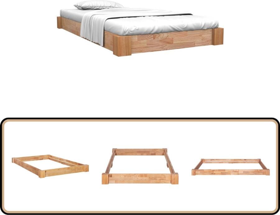 VidaXL Bedframe Massief Eikenhout 120x200 cm Massief Eikenhouten Bed Frame Bruin Bed Frame Eiken Hout Bed Tweepersoons Bed Frame Bed Frame 120x200