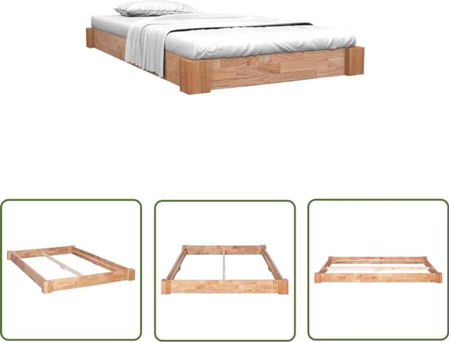 VidaXL Bedframe Massief Eikenhout 140x200 cm Eikenhouten Bed Frame Tweepersoons Bed Massief Hout Bed Classic Bed Frame Bruine Bed Frame Vintage Bed Frame Slaapcomfort Bedroom Furniture Luxe Bed Frame