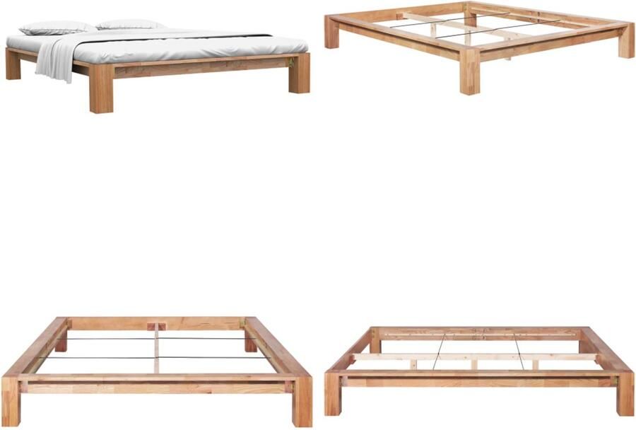 VidaXL Bedframe massief eikenhout 160x200 cm Bedframe Bedframes Eiken Bedframe Eiken Bedframes