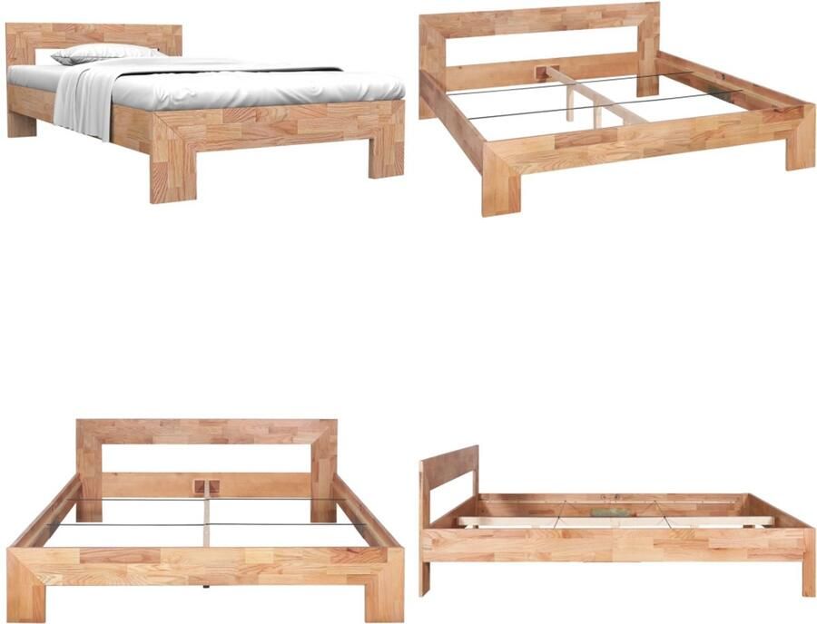 VidaXL Bedframe massief eikenhout 160x200 cm Bedframe Bedframes Eiken Bedframe Eiken Bedframes